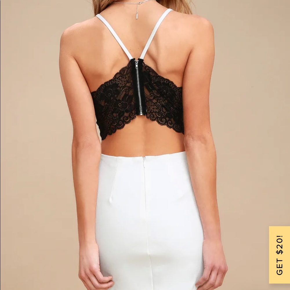 Black & Ivory Backless Lace Dress - Picture 3 of 10